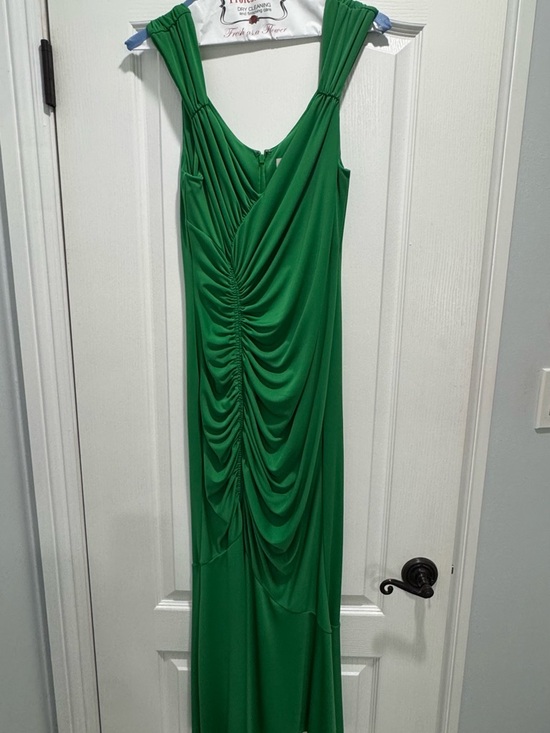 cinq a sept Green Ruched Draped Maxi Dress cinq a sept Green Ruched Draped Maxi Dress